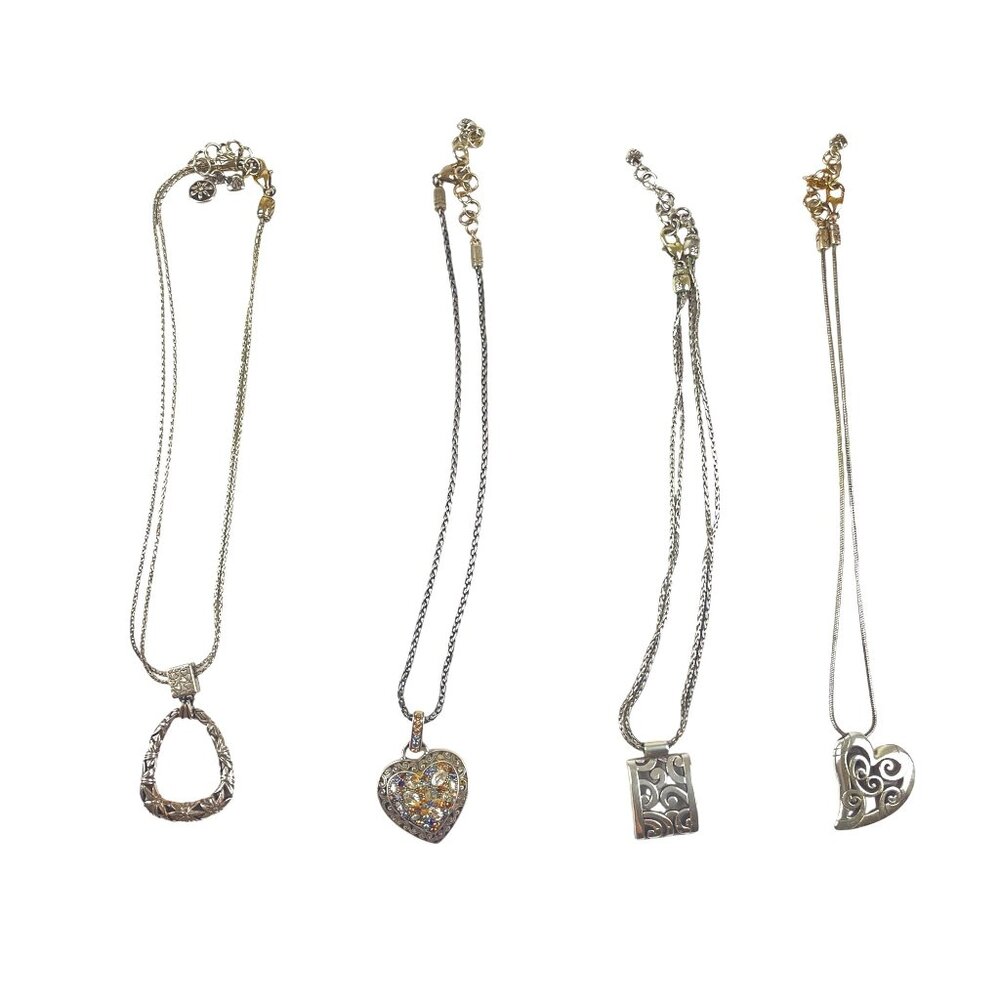 Lot of 4 Brighton Retired Silver Toned Necklaces Shorter Length